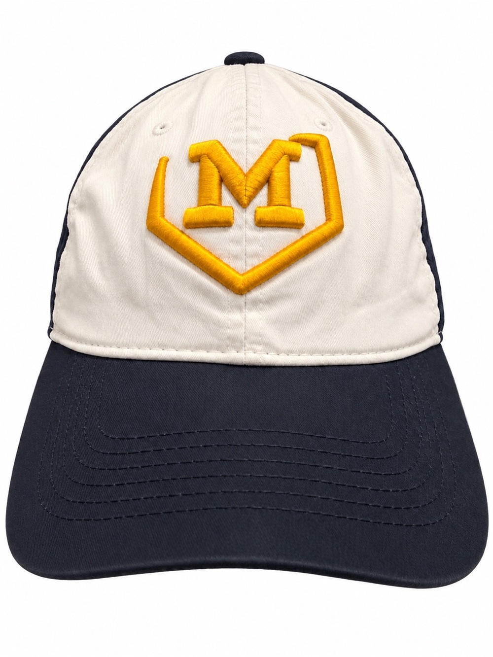 Pacific Vintage Collection M Logo Navy Cream Gold Strapback Hat